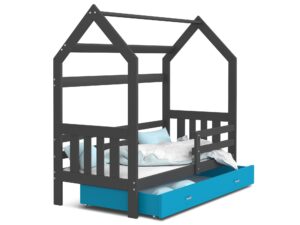 Miniaturka 3 - Łóżko domek z szufladą szaro niebieskie ikonka RICOS 2