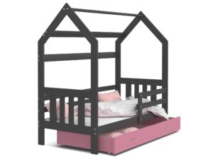 Miniaturka 11 - Łóżko domek z szufladą szaro różowe ikonka RICOS 2