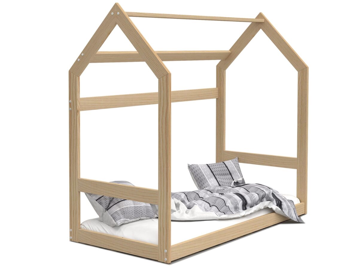 Hausbett für Kinder aus Kiefernholz mit Lattenrost RICOS