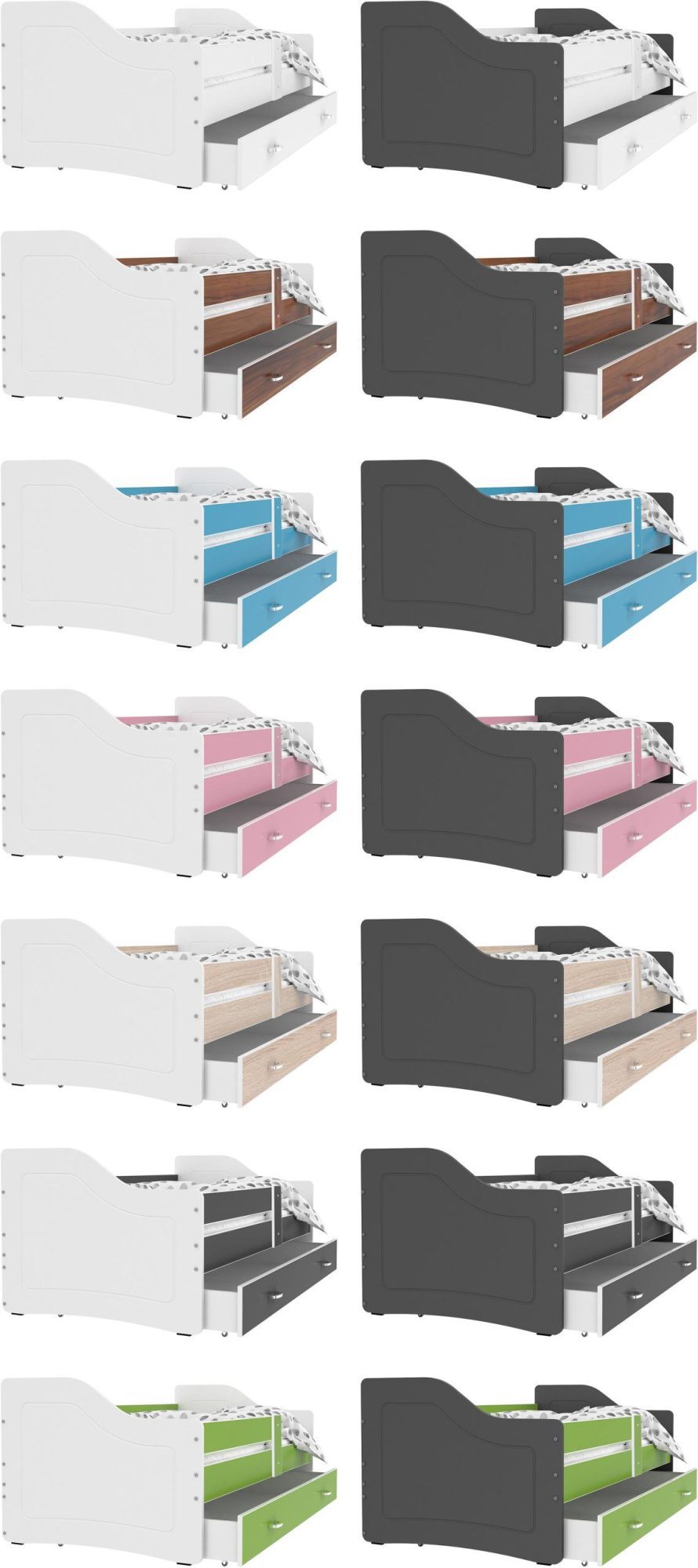 Łóżko parterowe z szufladą na pościel warianty SWING Łóżko parterowe z szufladą na pościel warianty SWING