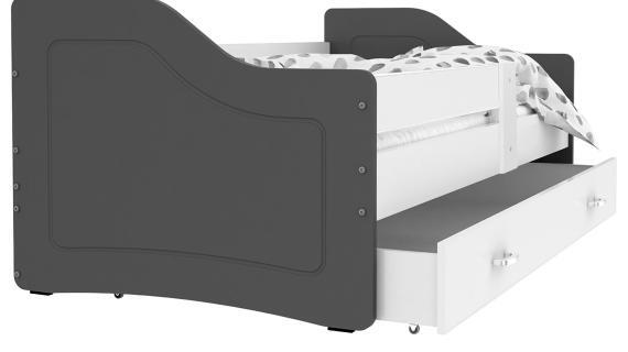 Miniaturka 7 - Łóżko parterowe z szufladą na pościel szaro-białe SWING