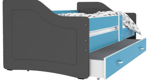 Miniaturka 8 - Łóżko parterowe z szufladą na pościel szaro-niebieskie SWING