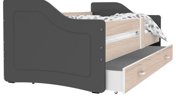 Miniaturka 10 - Łóżko parterowe z szufladą na pościel szary dąb sonoma SWING