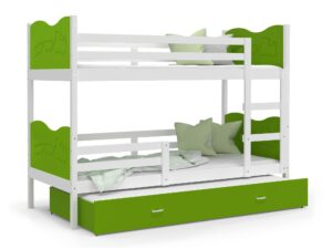Miniaturka 13 - Piętrowe łóżko zielono białe pociąg z szufladą CUBI 3