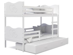 Miniaturka 9 - Piętrowe łóżko białe serca z szufladą CUBI 3