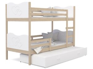 Miniaturka 7 - Piętrowe łóżko sosnowe białe serca z szufladą CUBI 3