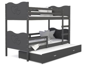 Miniaturka 2 - Piętrowe łóżko szare serca z szufladą CUBI 3