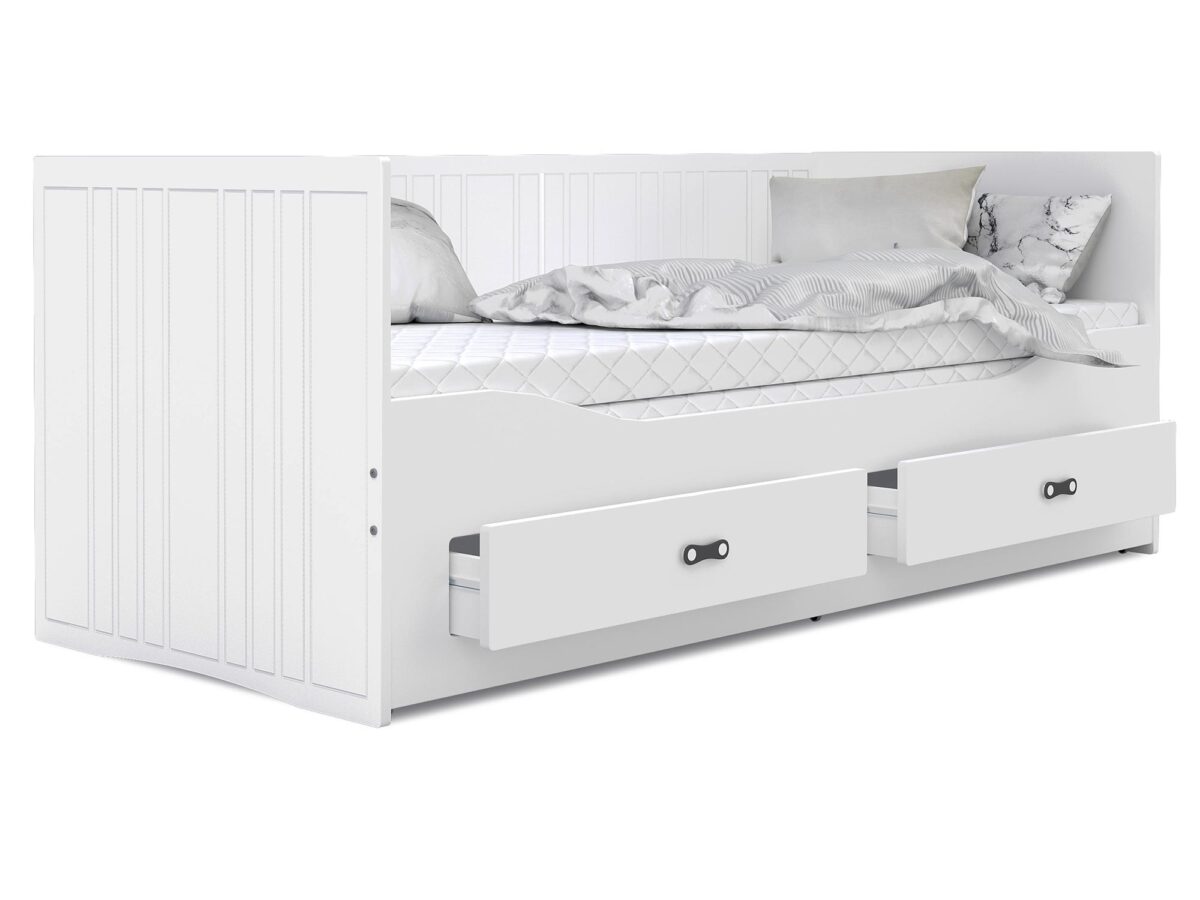 Ausziehbett Funktionsbett mit Bettkasten weiß PEGASUS