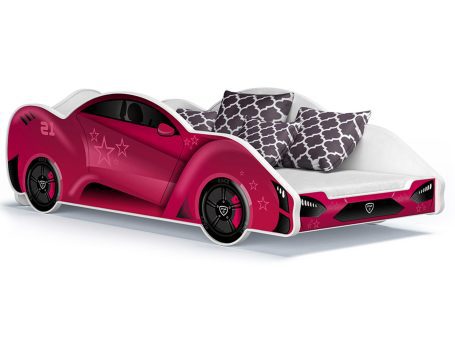 Łóżko auto do pokoju dziecięcego różowe SPEED 180x90