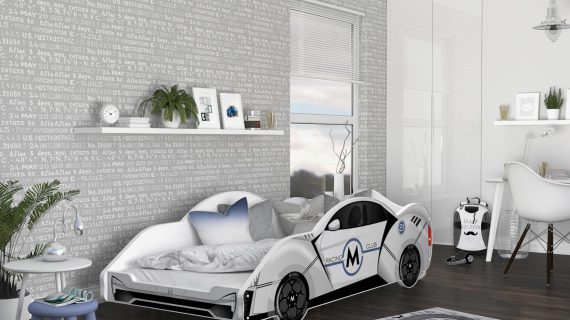 Miniaturka 26 - Łóżko auto do pokoju dziecięcego białe SPEED 180x90