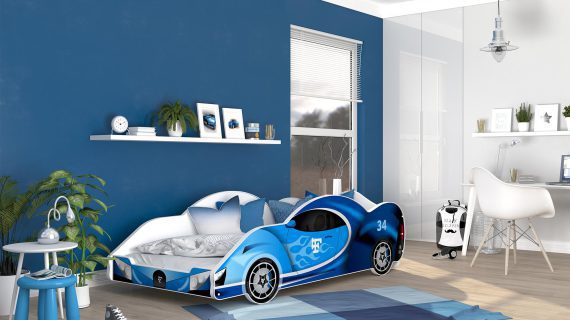 Miniaturka 24 - Łóżko auto do pokoju dziecięcego błękit SPEED 180x90