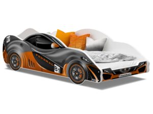 Miniaturka 5 - Łóżko auto do pokoju dziecięcego pomarańczowo szare SPEED 180x90