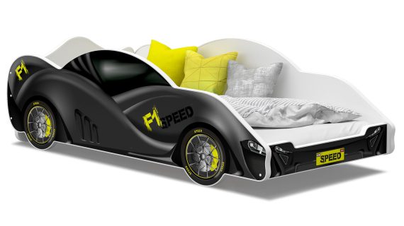 Miniaturka 3 - Łóżko auto do pokoju dziecięcego żółto szare SPEED 180x90