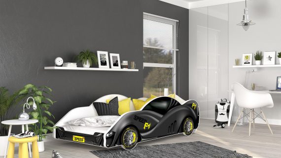 Miniaturka 23 - Łóżko auto do pokoju dziecięcego szare SPEED 180x90
