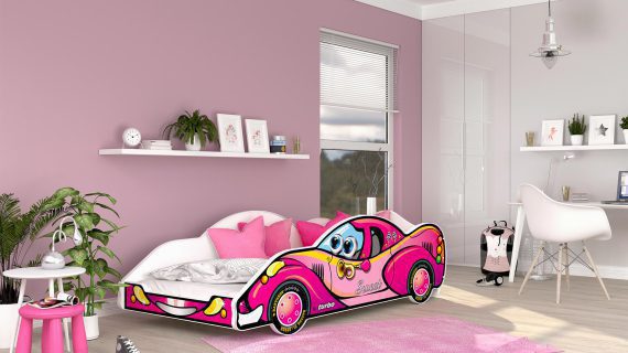 Miniaturka 33 - Łóżko auto do pokoju dziecięcego róż SPEED 180x90