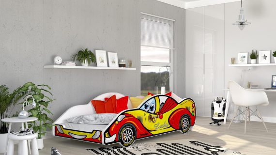 Miniaturka 18 - Łóżko auto do pokoju dziecięcego czerwono żółte SPEED 180x90