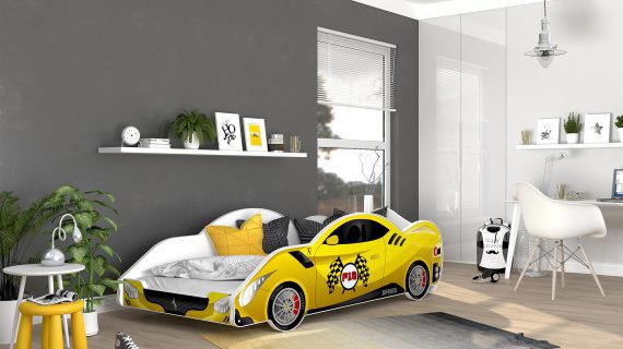 Miniaturka 21 - Łóżko auto do pokoju dziecięcego żółty SPEED 180x90