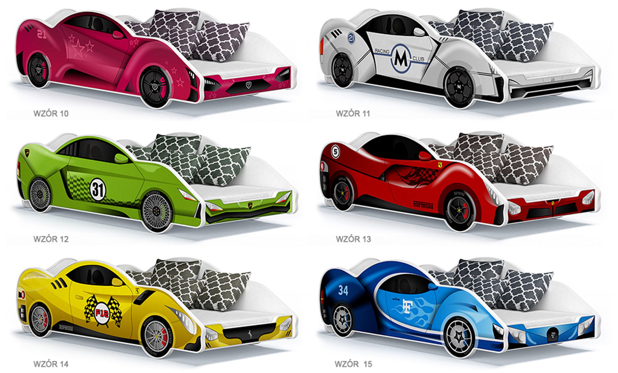 Łóżko auto do pokoju dziecięcego wzory 2 SPEED 180x90