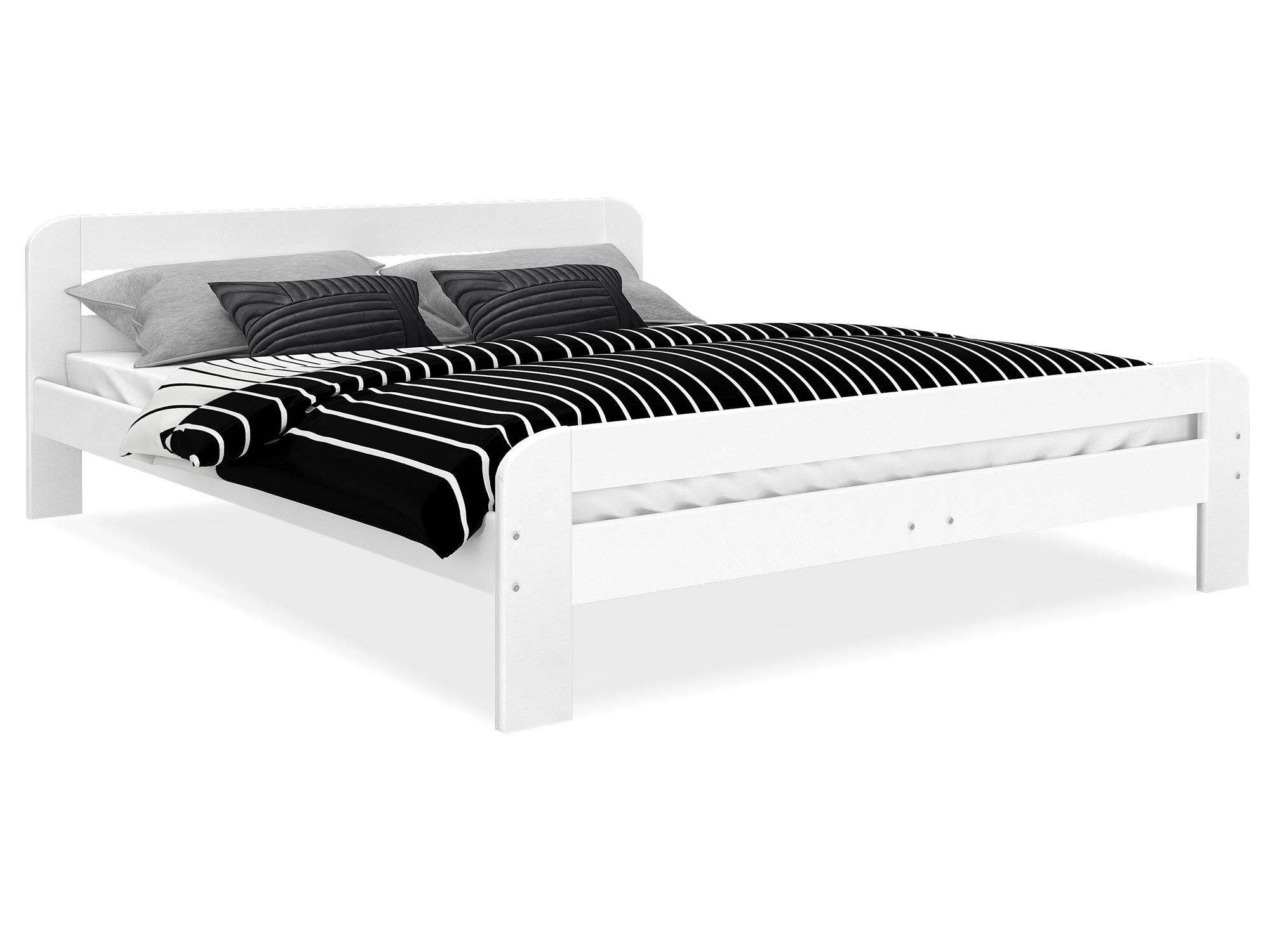 Białe łóżko z drewnianymi akcentami do jasnych wnętrz Białe łóżko z drewnianymi akcentami do jasnych wnętrz