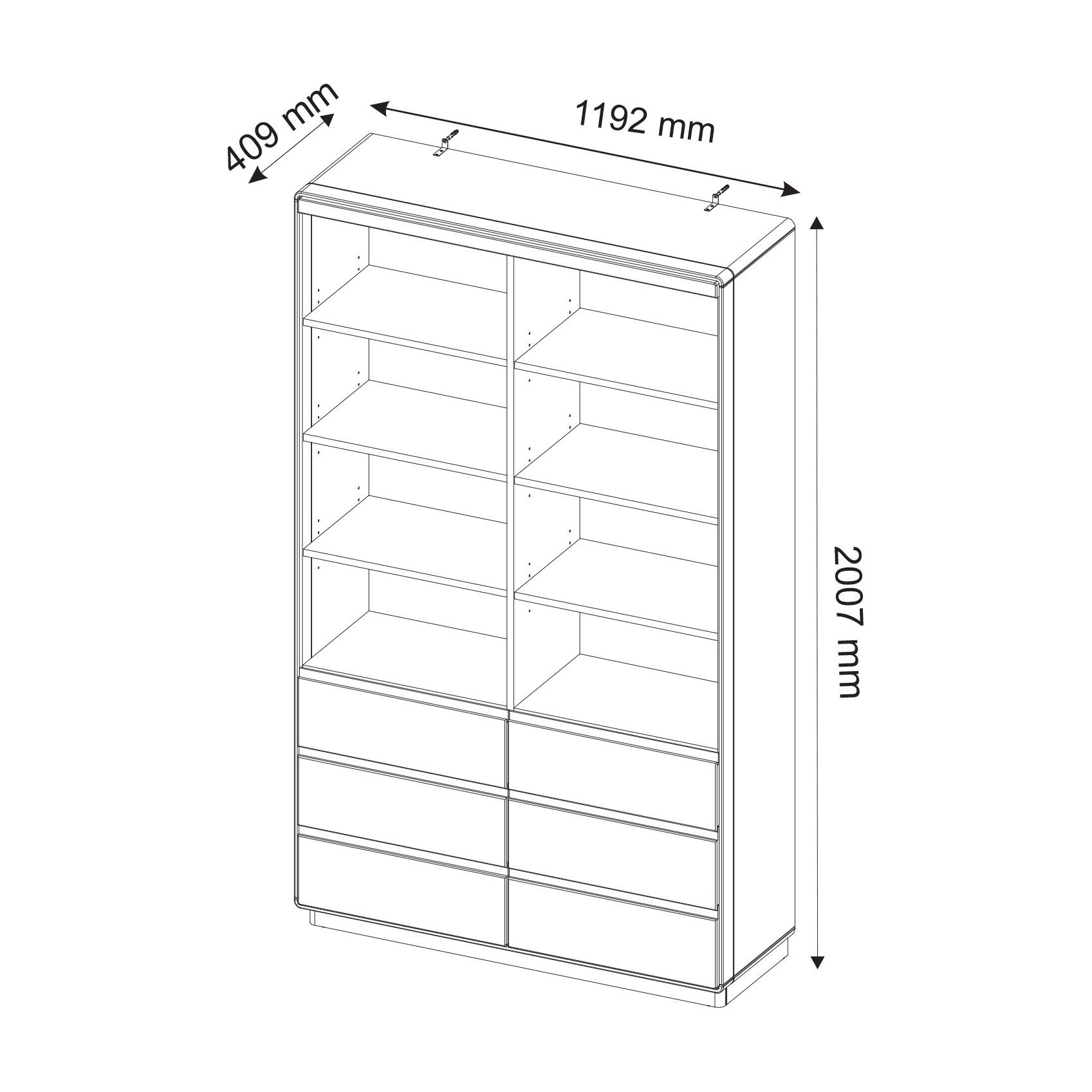 Regał na książki wymiary SETO