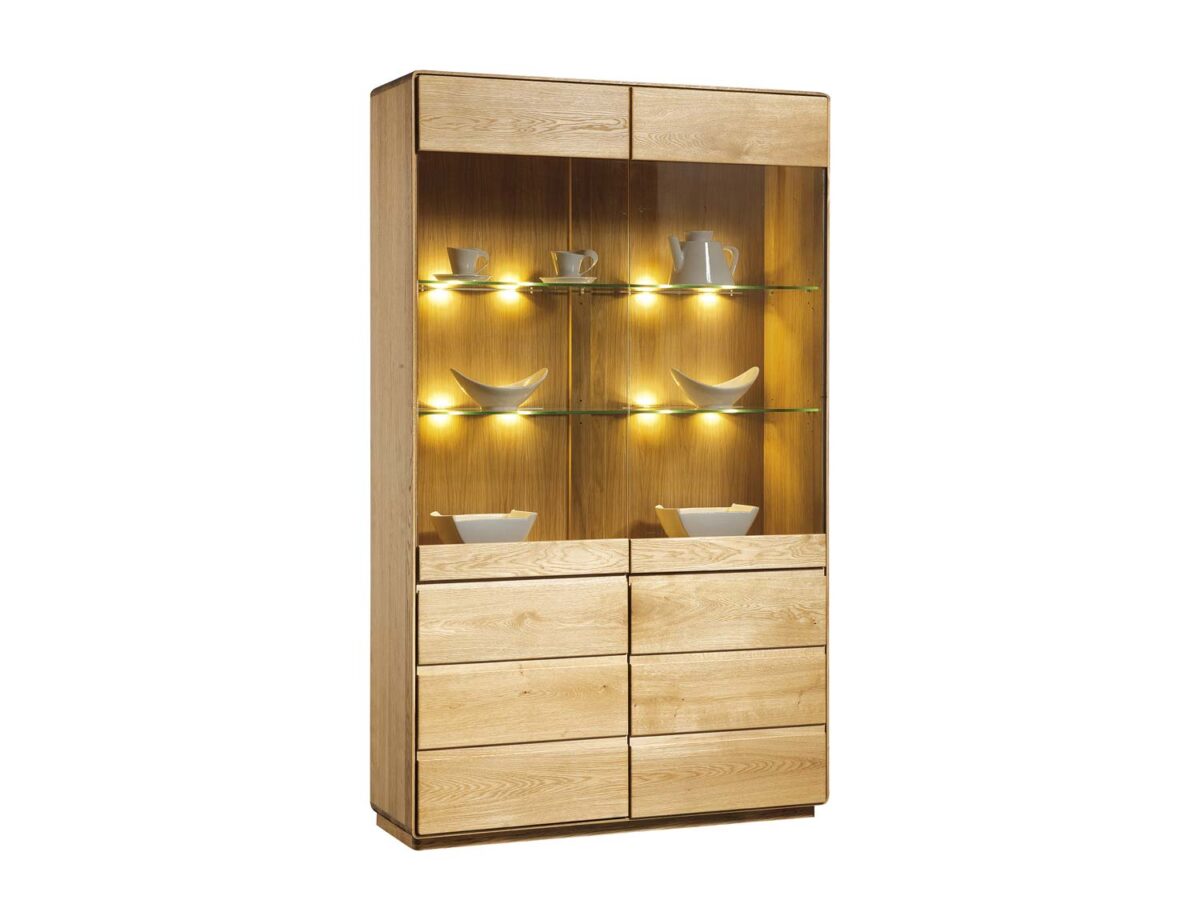 Elegante Holzvitrine Eiche massiv Seto