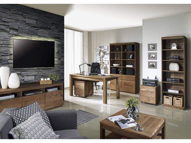 Regał drewniany na książki aranżacja SETO