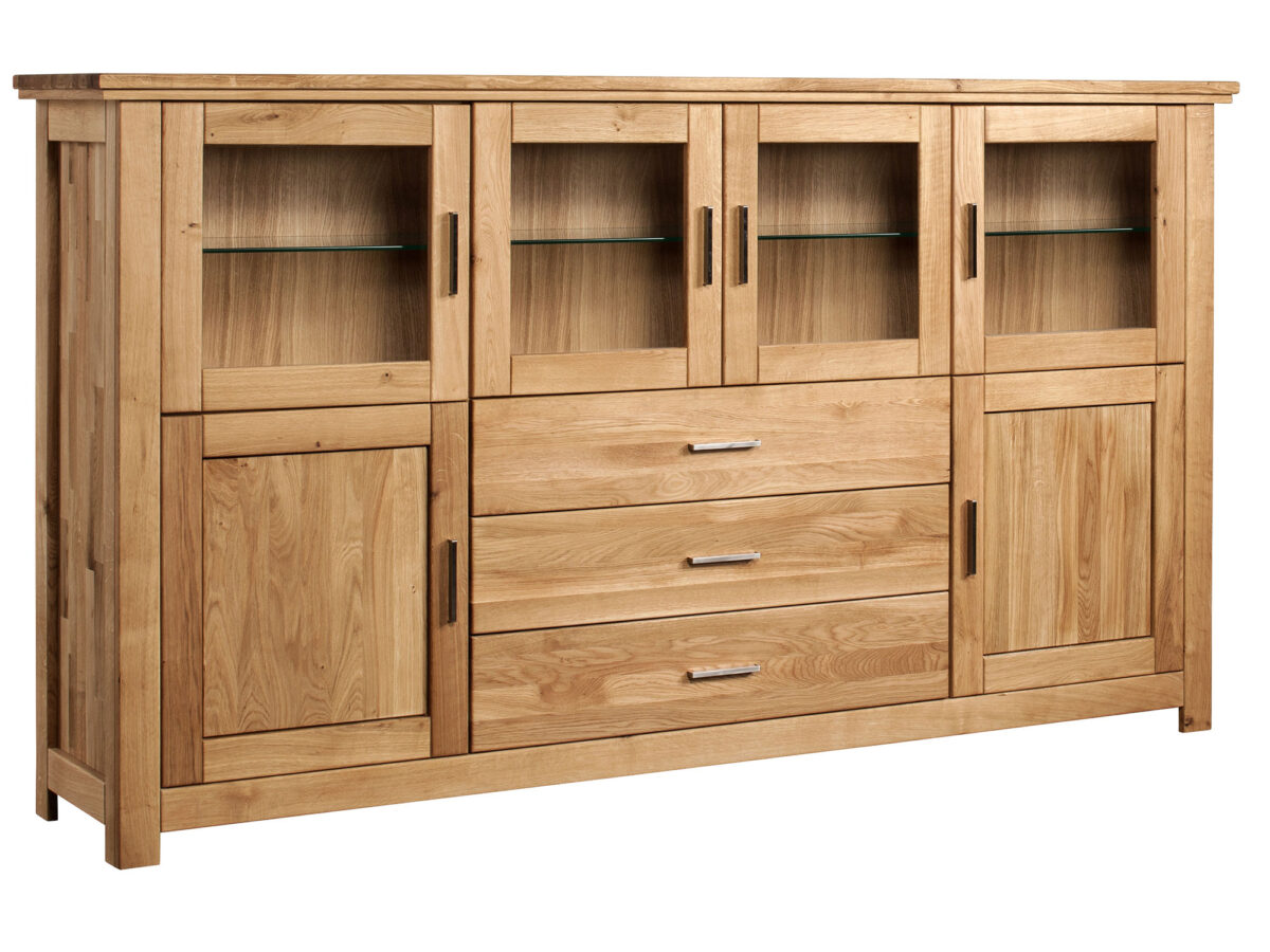 Barschrank aus massiver Eiche mit Glasfront Isumi