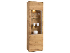 Miniatúra 13 - Vysoká vitrína dub divoký so sklenenými dvierkami a LED osvetlením