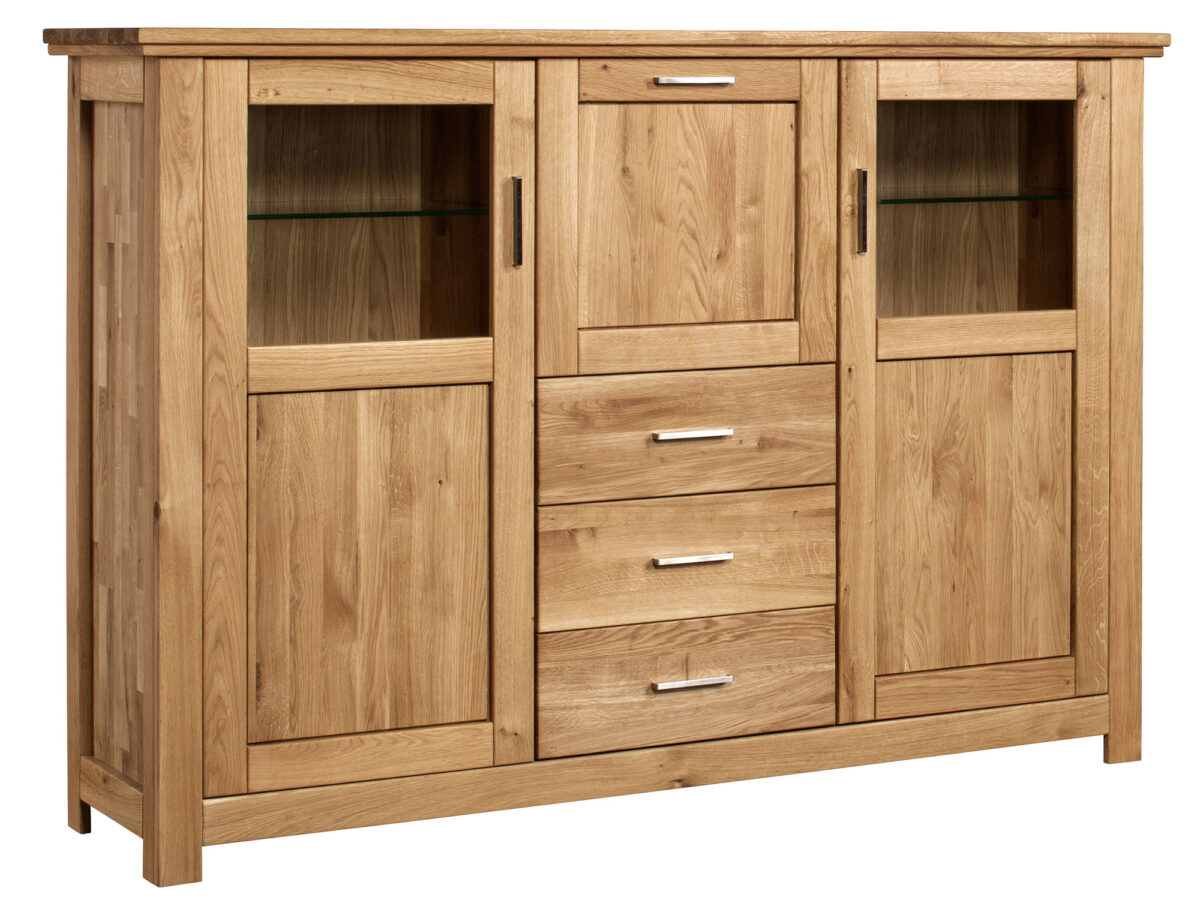 Barschrank aus massiver Eiche mit Vitrine Isumi