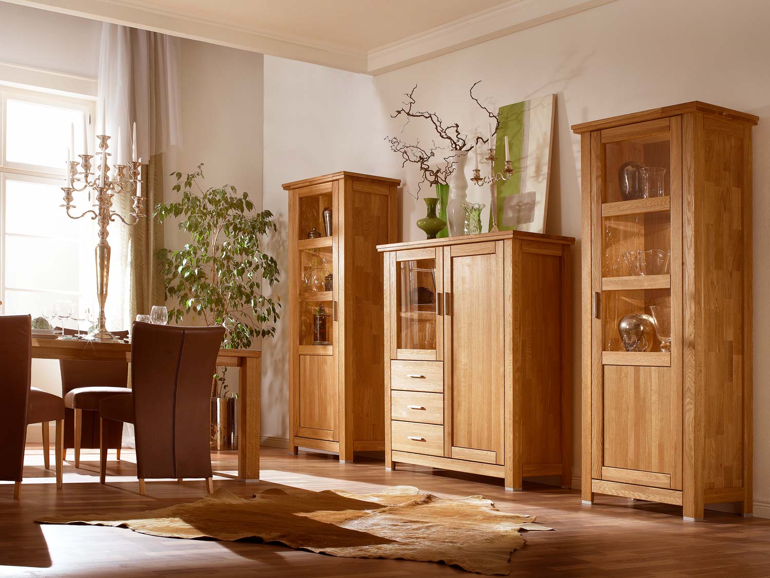 Gablota szklana z drewna dębowego