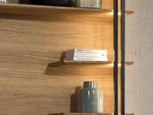 Miniaturka 2 - Półka wisząca dębowa z metalową ramą i podświetleniem LED