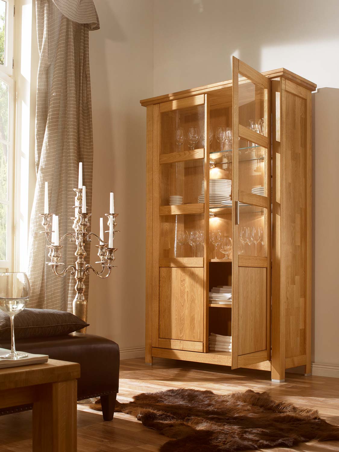 Witryna przeszklona dębowa