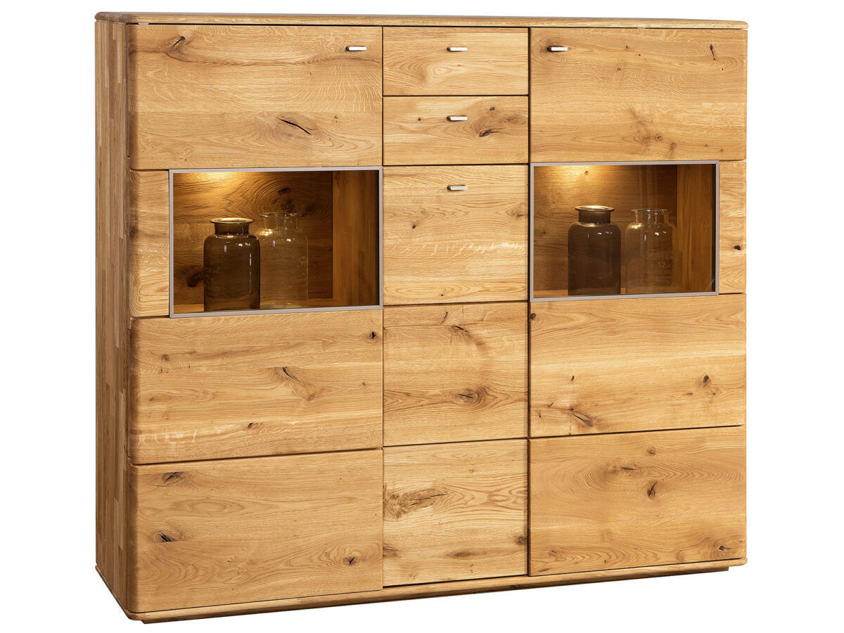 Hoher Vitrinenschrank aus Holz MASERI