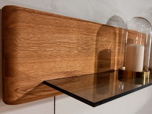 Miniaturka 1 - Wisząca półka szklana drewno