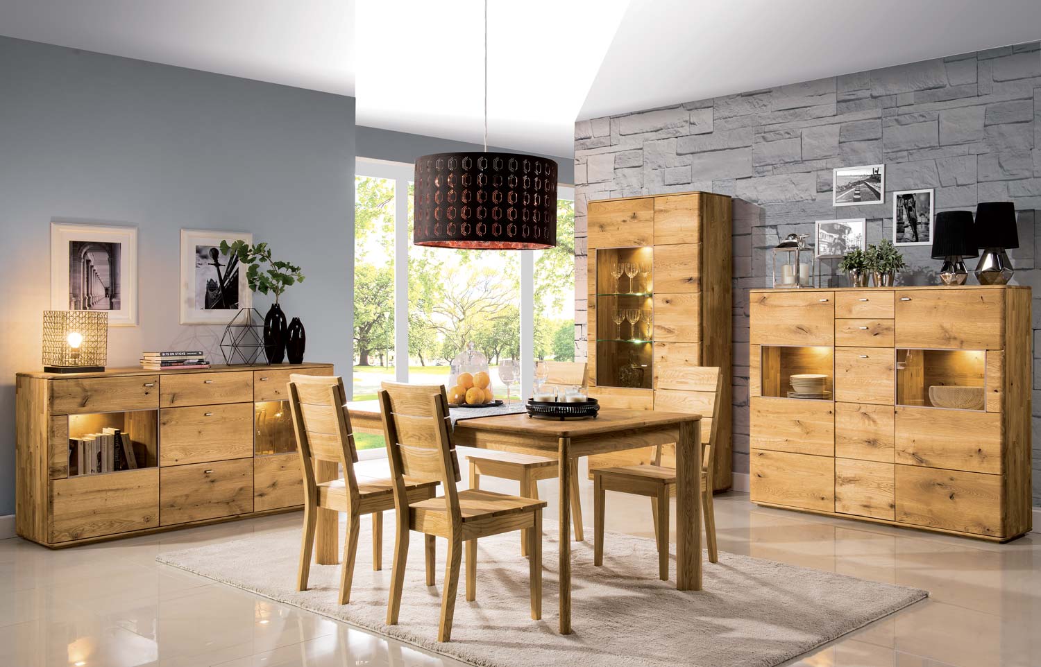 Zestaw mebli drewnianych do salonu MASERI