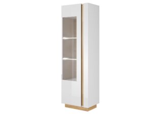 Miniatura 5 - Moderní vitrína s bílým frontem a dřevěná podstawa