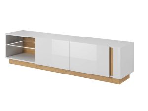 Miniatura 2 - TV stolek bílá skleněná police LED osvětlení CLEOPATRA