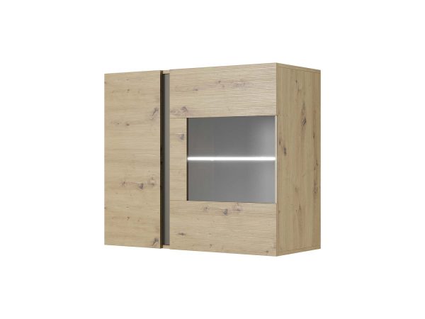Hängende Vitrine Eiche Artisan verglast mit LED-Beleuchtung CLEOPATRA