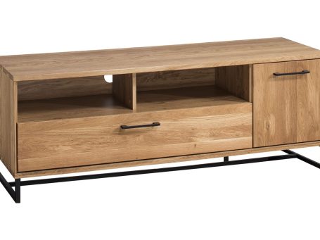 Drewniana szafka RTV białe tło TAHARO