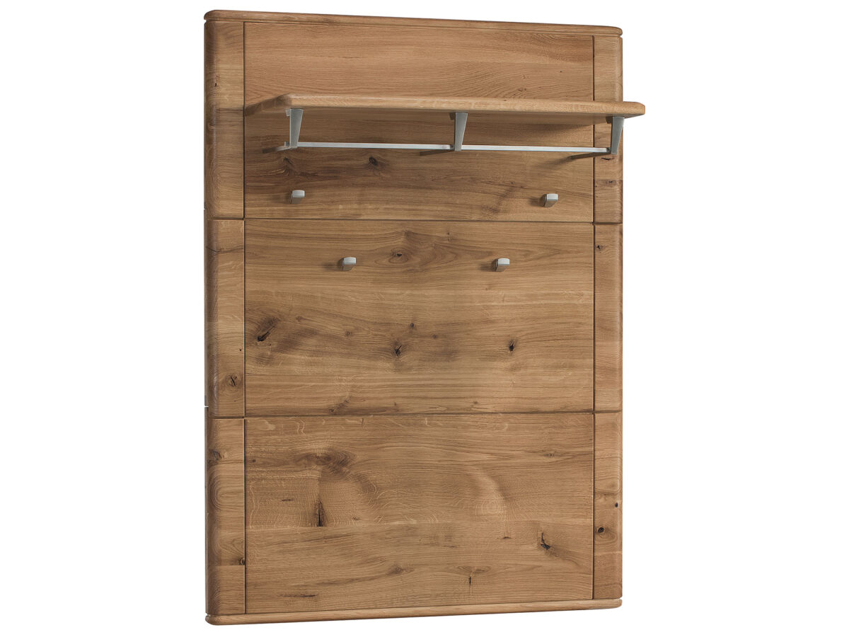 Wandgarderobe aus Massivholz mit Ablage und Haken MASERI