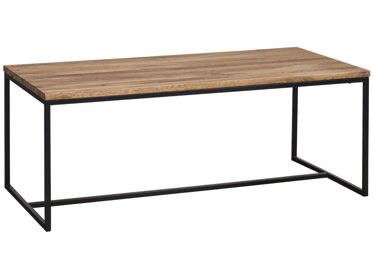 Couchtisch im Industrial-Design aus Eichenfurnier mit Metallbeinen Taharo