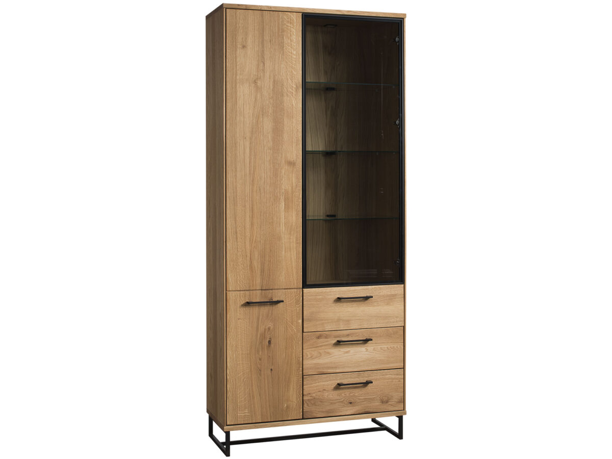 Vitrine mit Schubladen Massivholz Eiche Natur Taharo