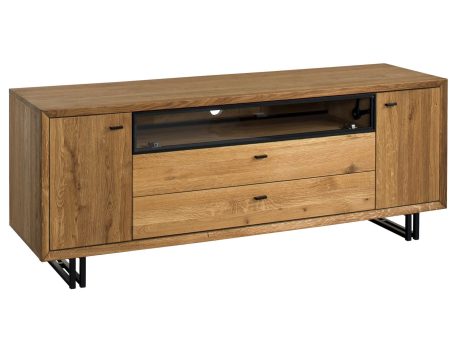 Szafka pod telewizor dębowa na metalowych nóżkach TOLEDO