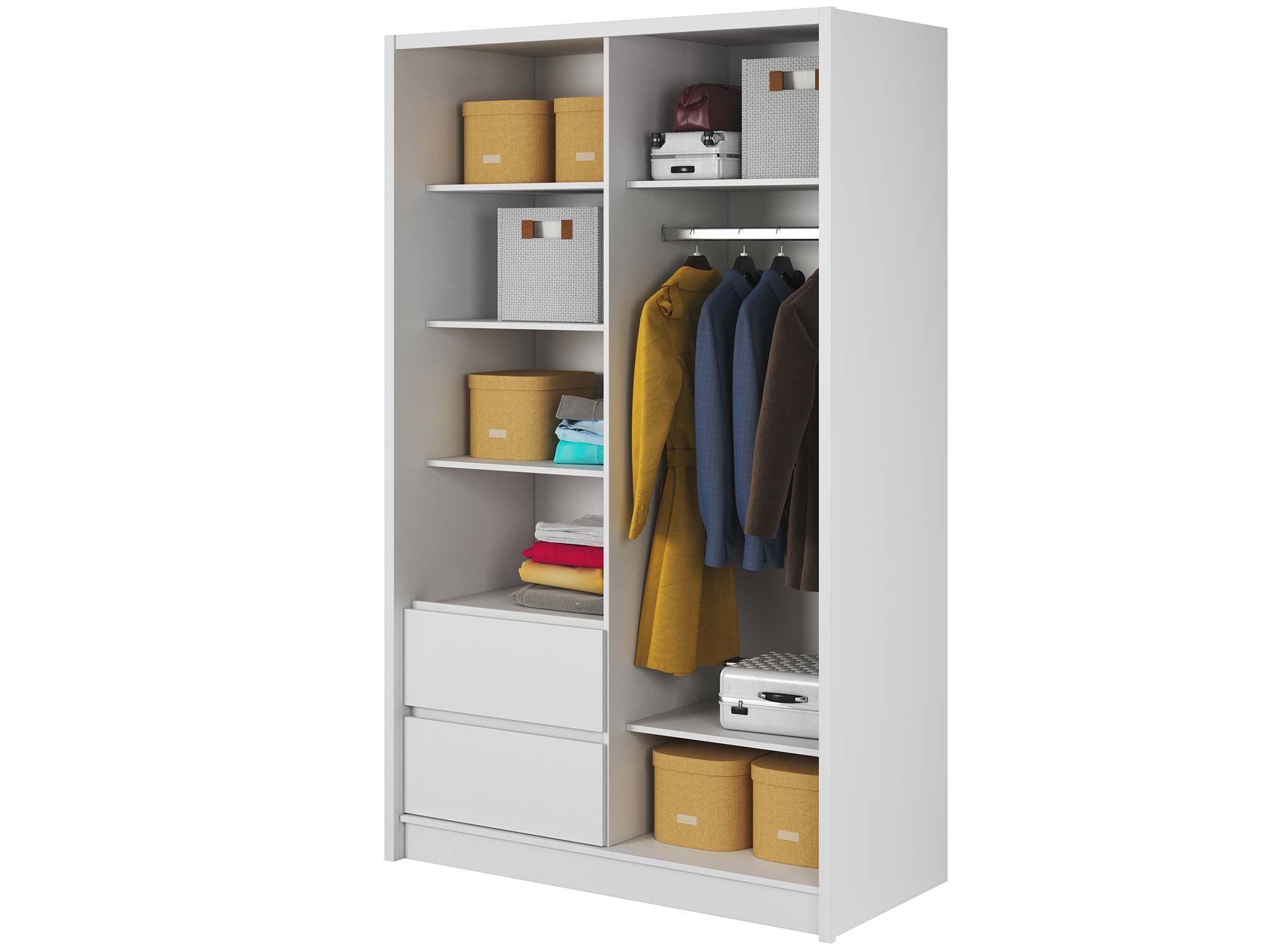 Wnętrze szafy w kolorze białym Wnętrze szafy w kolorze białym