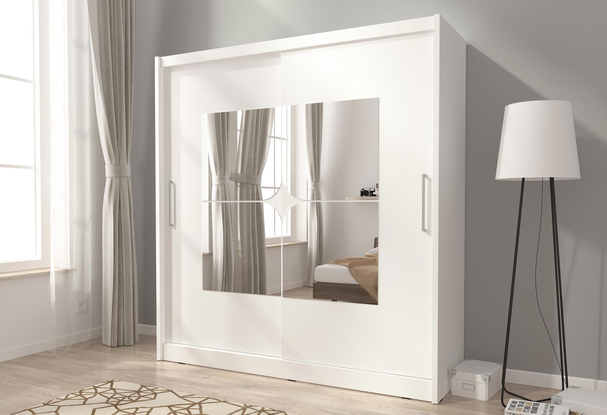 Szafa ubraniowa biała aranżacja ALVERA VII 200cm Szafa ubraniowa biała aranżacja ALVERA VII 200cm