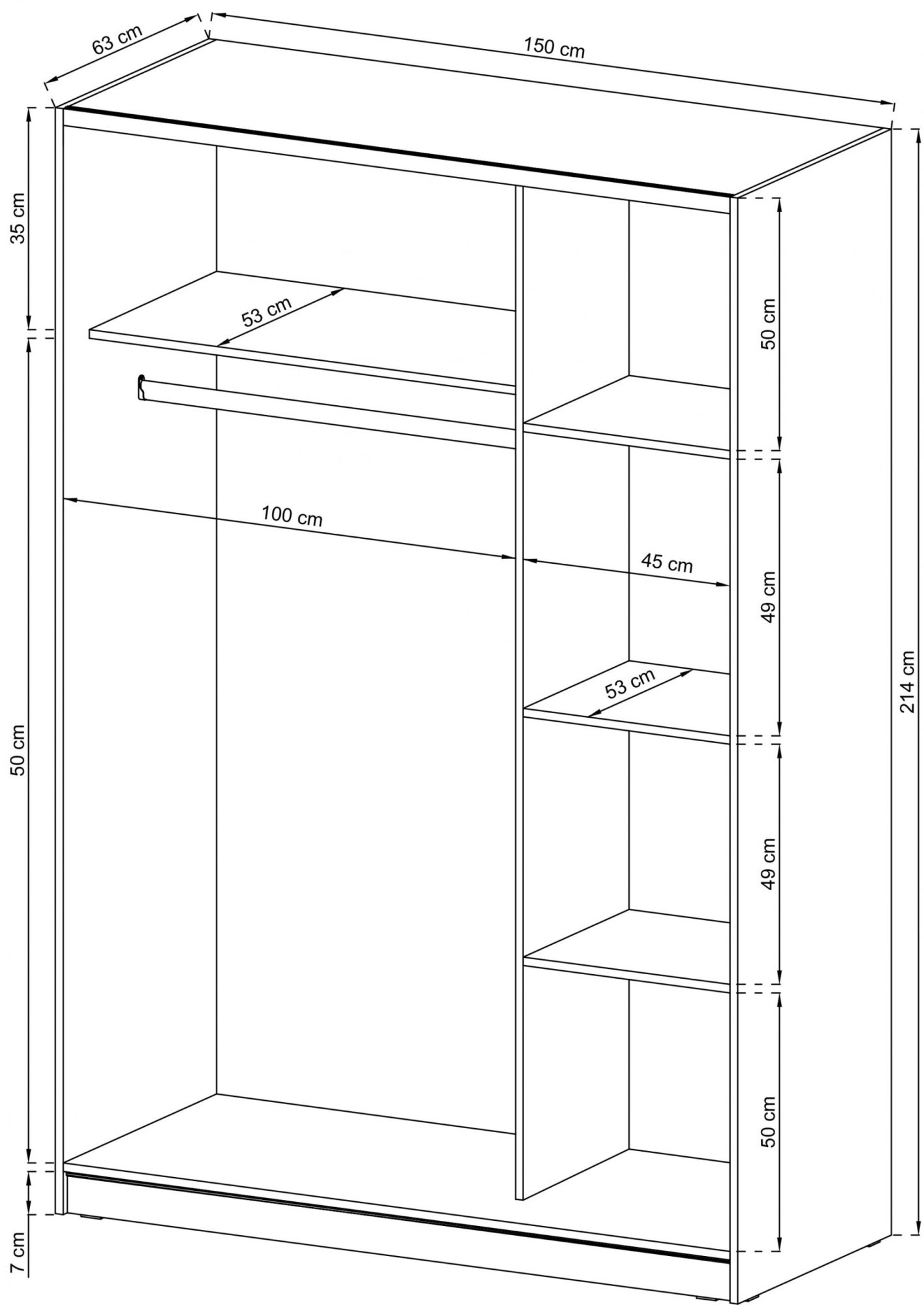 Szafa przesuwna z lustrzanymi frontami MIKA III 150cm