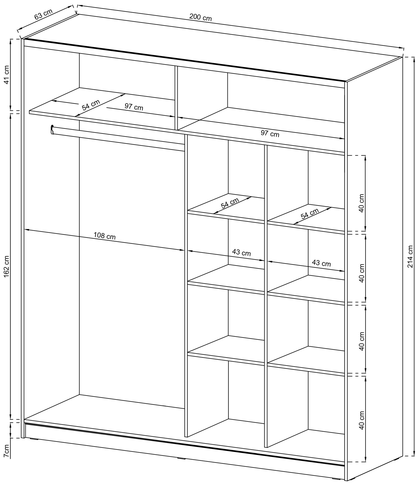Wymiary wysokiej szafy ubraniowej Wymiary wysokiej szafy ubraniowej