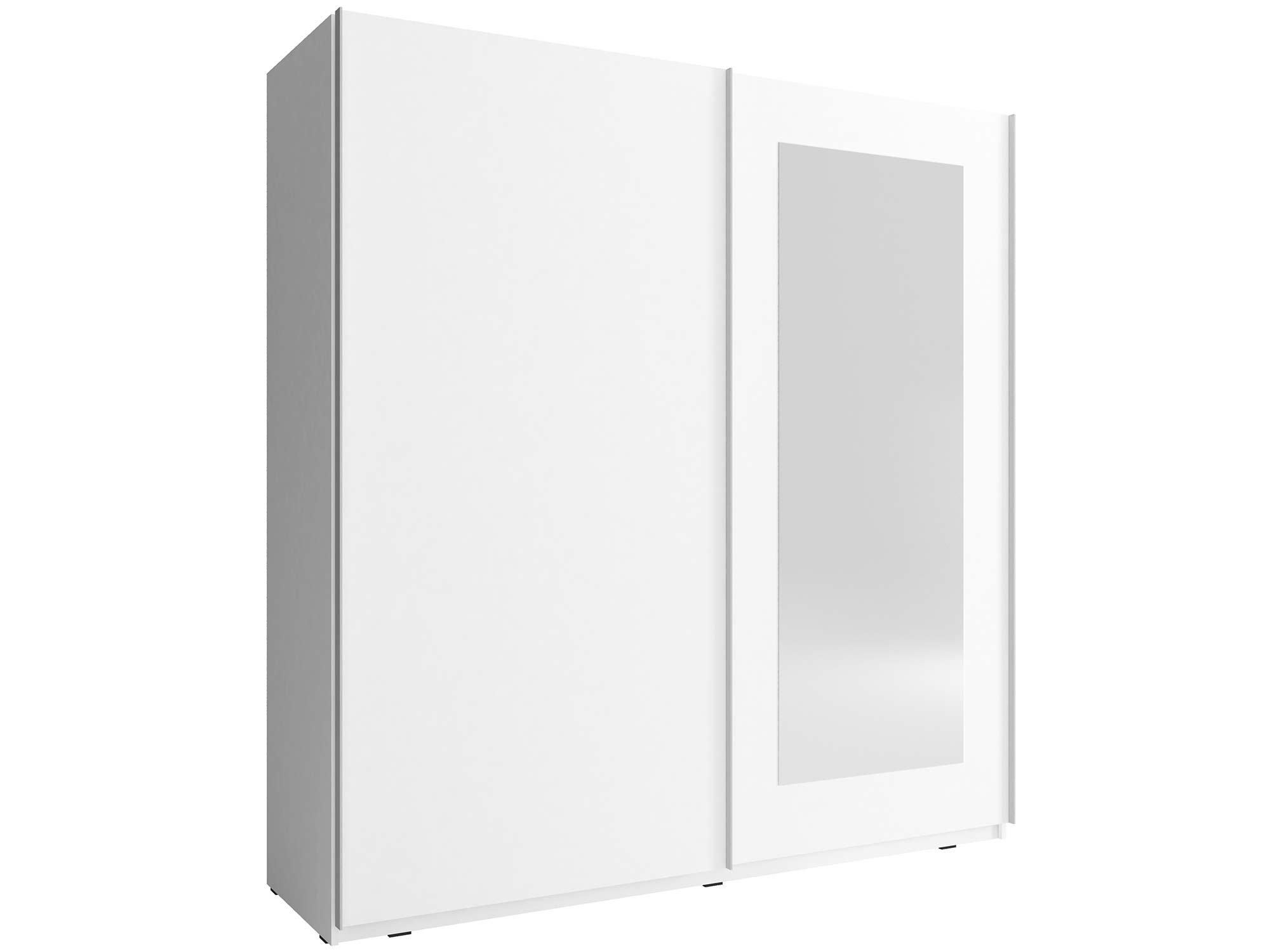Szafa przesuwna w kolorze białym z lustrzanym frontem do nowoczesnych wnętrz Szafa przesuwna w kolorze białym z lustrzanym frontem do nowoczesnych wnętrz