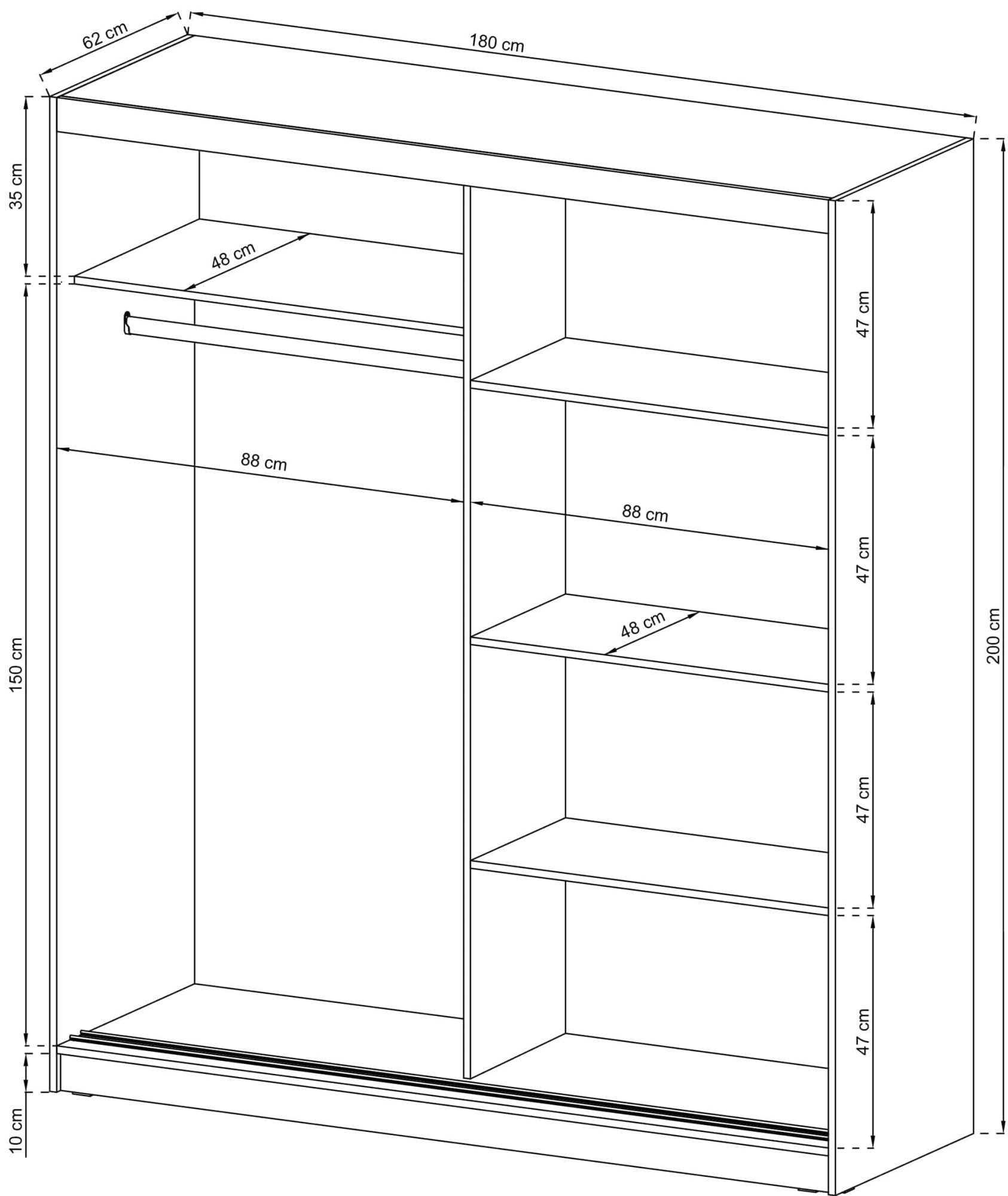 Stylowa szafa na ubrania wymiary SIMENA 180cm