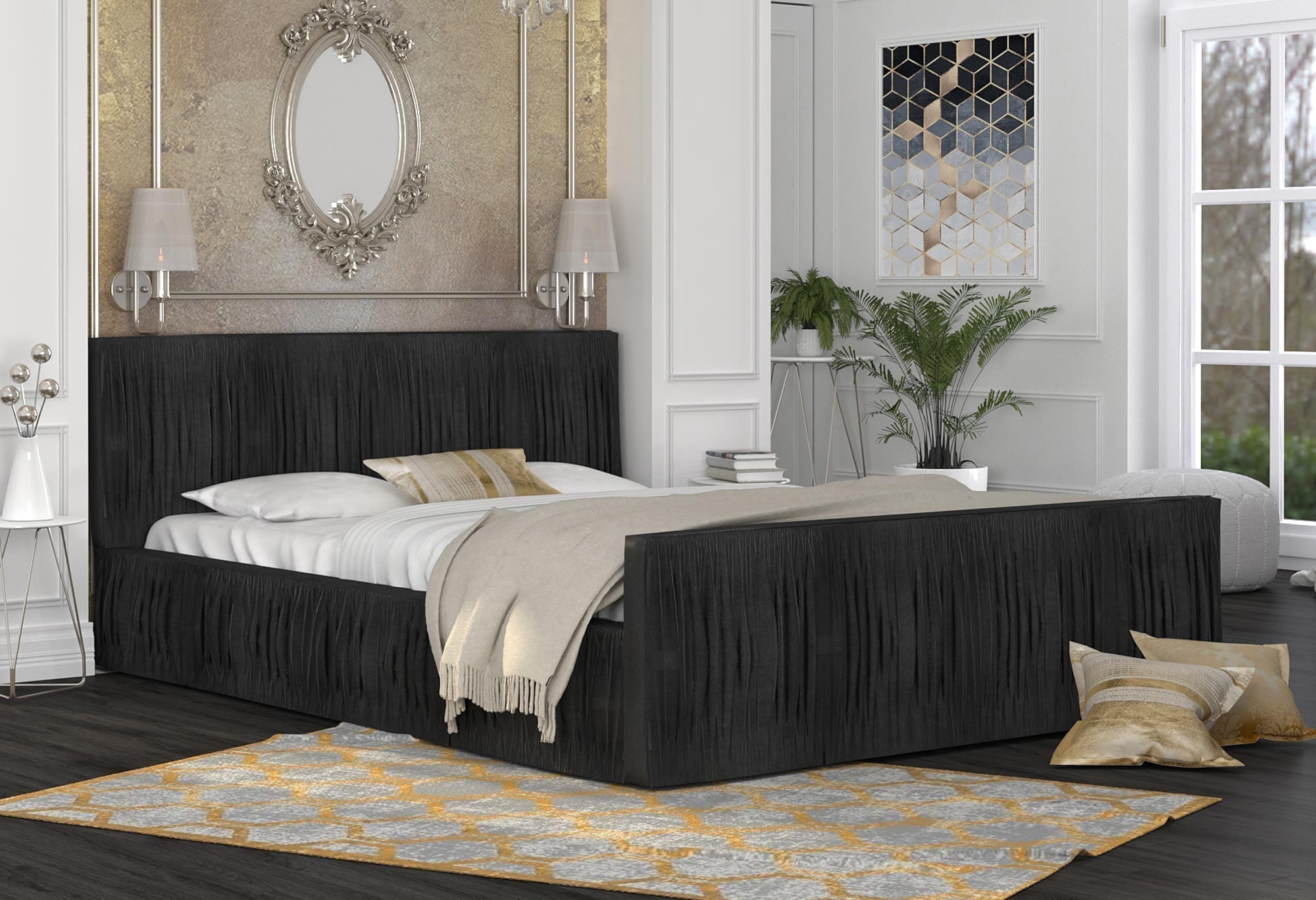 Miniaturka 3 - Łóżko podwójne czarne aranżacja widok z boku NOAH